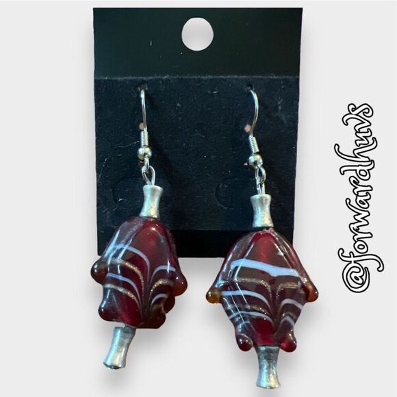 Two Pair of Artisan Hand Crafted Glass Fish Earrings – Red and Yellow - Picture 2 of 14